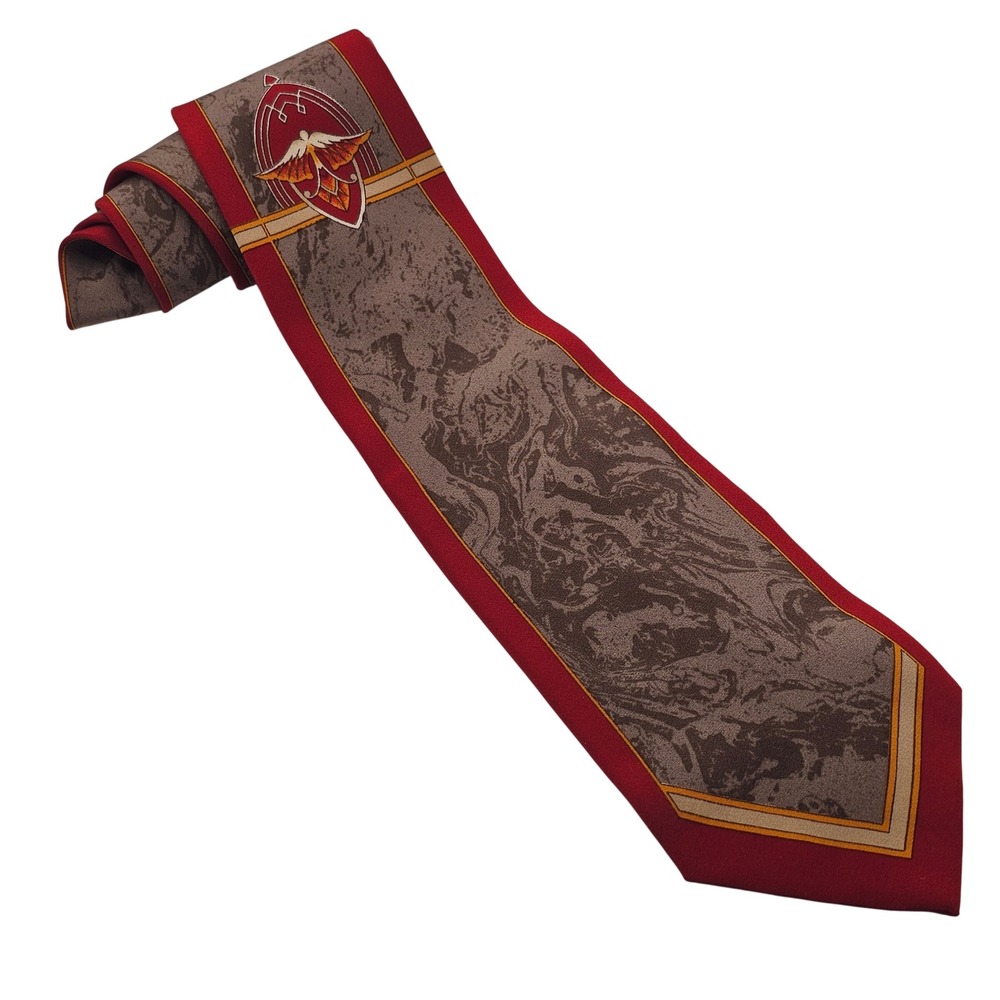 Vintage Pancaldi for Marek Italian Silk Tie Red Gray Abstract Avant-Garde Retro